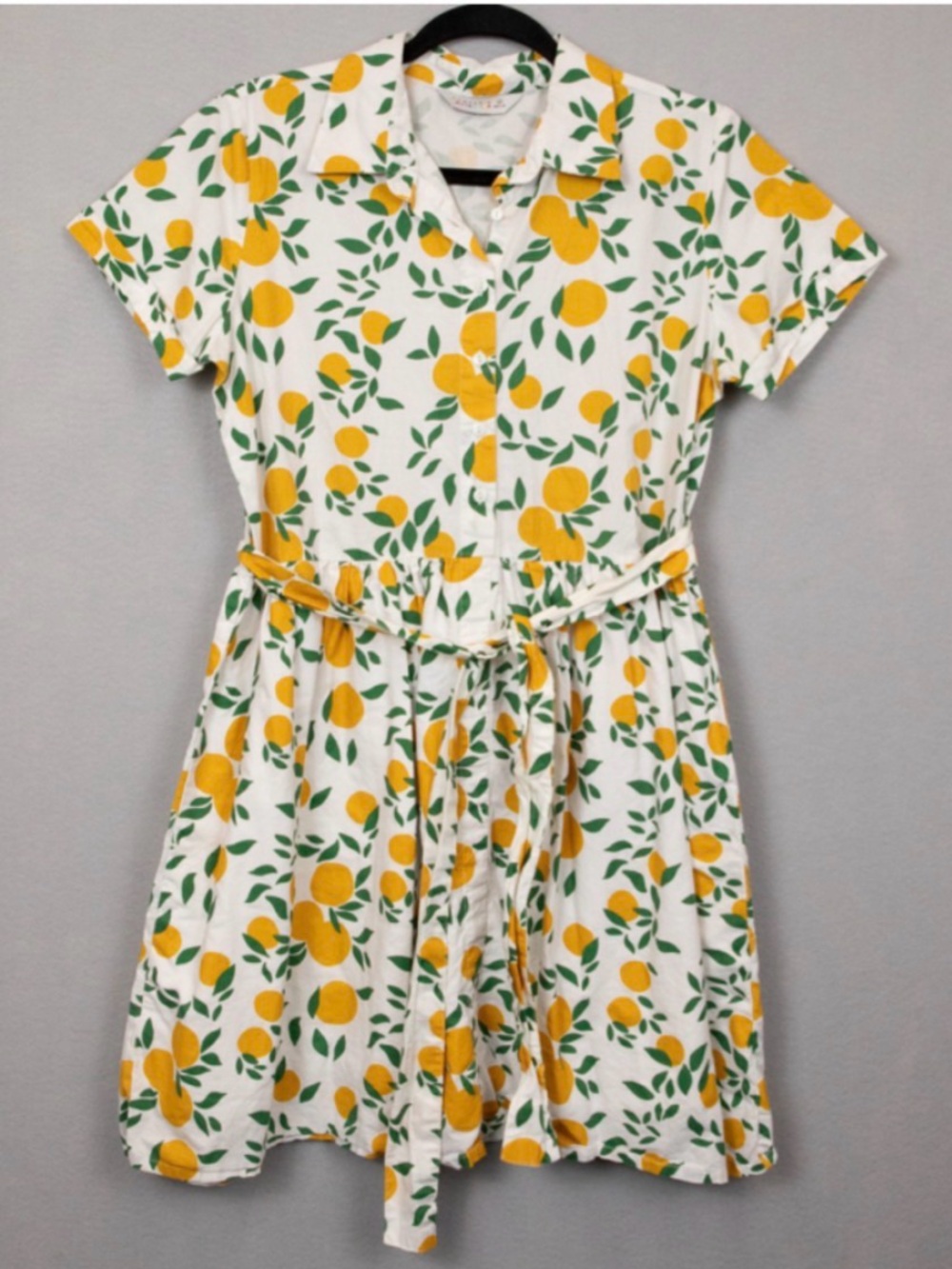 Compania Fantistica Lemon Print Dress with Tie Waist Medium